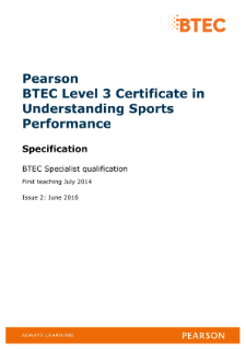 BTEC Level 3 Certificate in Understanding Sports Performance specification